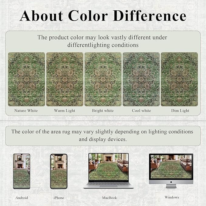 3x5 Area Rug Vintage Rugs for Indoor Entrance Stain Resistant Washable Entryway Rug Ultra Soft Low Pile Lightweight Carpet Faux Wool Rugs for Living Room Bedroom Playroom Home Office