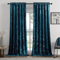 SMILETIME Tranquil Blue Crushed Velvet Curtains 52x96inch Rod Pocket Luxurious Thermal Insulated Soundproof Drapes Soft and Durable Light-Filtering Window Treatments for Living Room Bedroom, 2 Panels