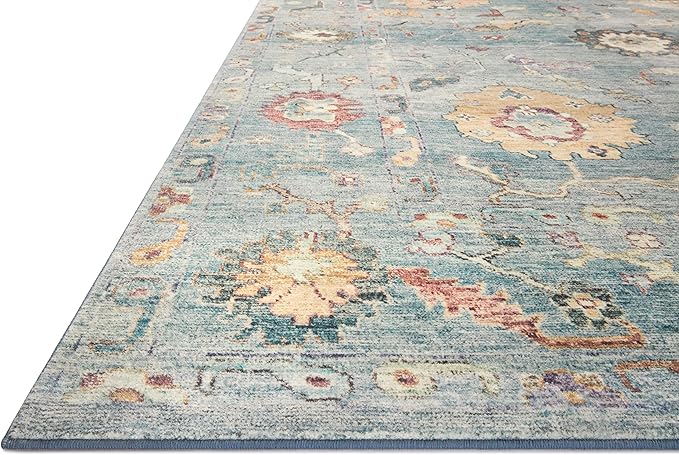 Loloi Margot Collection MAT-06 Denim/Multi 2'-0" x 5'-0" Accent Rug feat. CloudPile, No-Shed Easy Clean Large Patterned Area Rug for Living Room, Bedroom, Dining Area