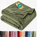 Ultra Soft Fleece Blanket Throw Size - Flannel Fleece Luxury Throw Blanket - Lightweight for Couch Bed Chair - Thick, Warm & Breathable - All Season Cozy Fuzzy, Anti-Static Microplush Bedding, Olive
