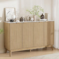 Sideboard Cabinet, 55'' Buffet Cabinet with Faux Marble Top & Adjustable Shelf, Modern Fluted Storage Cabinet, Accent Credenza Sideboard for Kitchen, Living Room, Entryway