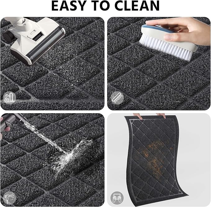 Front Door Mat Indoor Outdoor Entrance, 24" x 60" All-Season Heavy Duty Waterproof Doormat, Non-Slip Absorbent Entryway Mat, Easy to Clean, Low Profile Commercial Floor Mat for Indoor Outdoor