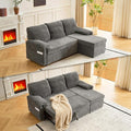VINGLI Convertible Sofa Bed Couches for Living Room, Sleeper Sofa with Pull Out Couch Bed, Cloud-Like Plush Fleece L-Shape Sectional Couch with Storage Chaise, USB Charging, Side Pockets (Black)