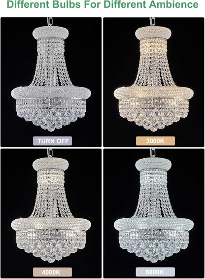 10 - Light Unique Empire Crystal Chandelier for Dining Room Foyer Entryway Living Room Bedroom Chrome Finish