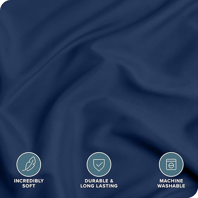 Bare Home Bedding Duvet Cover Oversized King Size - Premium 1800 Super Soft Collection - Lightweight, Duvet Cover - Soft Textured Bedding (Oversized King, Dark Blue)