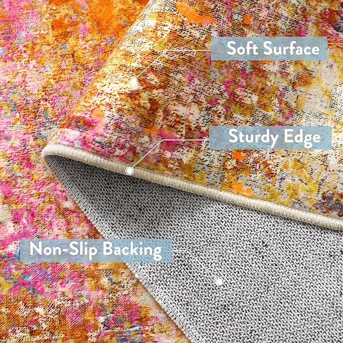 Lahome Modern Abstract Runner Rug - 2x6 Colorful Runners for Hallways Non Skid Laundry Room Rug Washable Carpet Runner, Rainbow Soft Non Slip Indoor Throw Runner for Bedroom Kitchen Bathroom