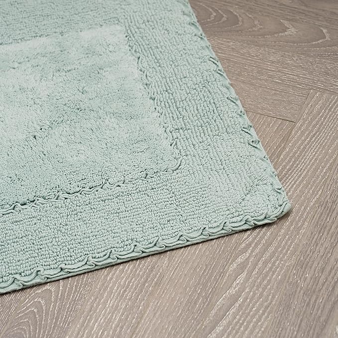 Laura Ashley Ruffle Border 100% Cotton Bath Rug, Aqua, 20"x 34"