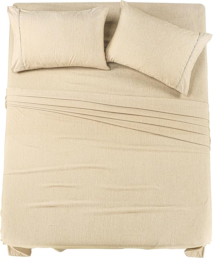 Utopia Bedding Queen Sheet Set – 4 Piece Bed Sheets for Queen Size Bed, Soft and Breathable Microfiber, Includes 1 Fitted Sheet, 1 Flat Sheet and 2 Pillowcases (Heather Beige)