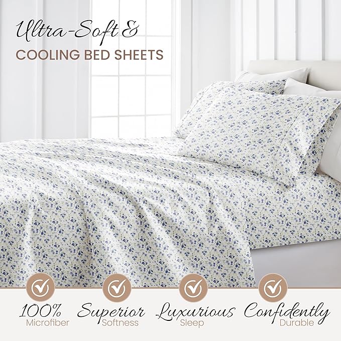 Linen Market 3 Piece Twin Sheets (Light Blue Floral) - Sleep Better Than Ever with These Ultra-Soft & Cooling Bed Sheets for Your Twin Size Bed - Deep Pocket Fits 16" Mattress