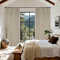 Extra Wide 100% Blackout Curtains 102 Inches Long for Bedroom Living Room Neutral Farmhouse Pinch Pleated Double Layer Thick Linen Drapes Thermal Insulated for Large Windows Oatmeal W70xL102 1 Panel