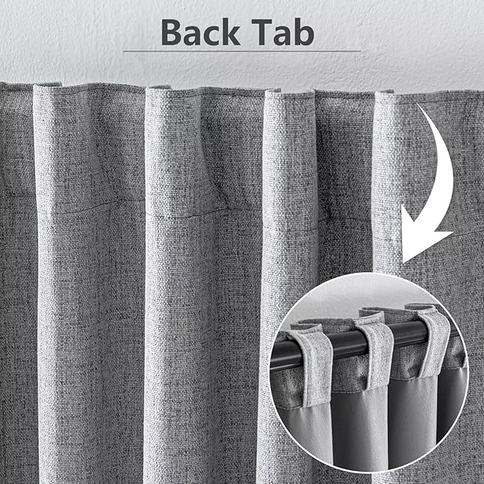 100% Blackout Curtains for Living Room, 96 Inch Curtains 2 Panel Set Light Blocking, Back Tab & Rod Pocket Thermal Insulated Drapes Bedroom Windows Home Decor(52W × 96L inch, Light Grey)
