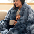 Bedsure GentleSoft Fluffy Faux Fur Throw Blanket, Fuzzy Soft Bubble Blanket for Couch, Faux Fur Decor for Home Bedroom Living Room, Thick Warm Furry Cozy Gifts for Women, Tie-dye Blue, 50x60 Inch
