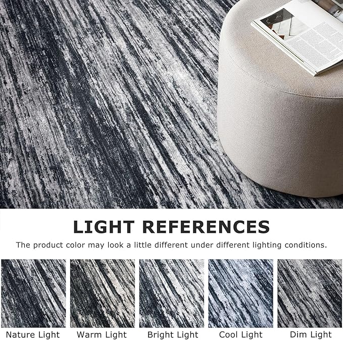 3x5 Modern Abstract Area Rug for Entryway, Black Super Soft Washable Rug with Non-Slip, Low-Pile Door Mat Indoor for Living Room Bedroom, Carpet with Non-Shedding