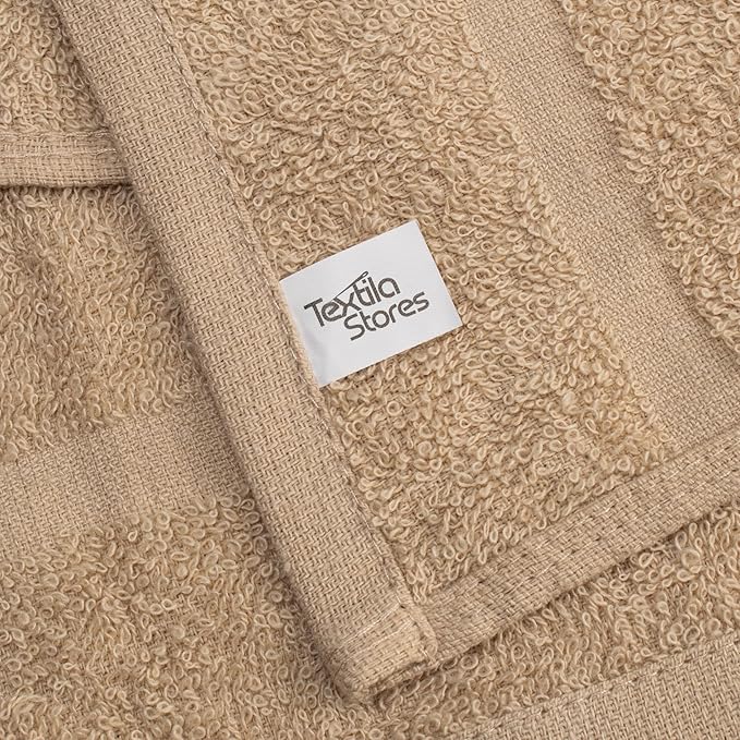 Basic Hand Towels 16x26 Inches – Pack of 12 – Beige Color – Soft and Absorbent Multipurpose Cotton Towels for Bathroom, Spa, Gym, Salon, Hotel, and Everyday Use