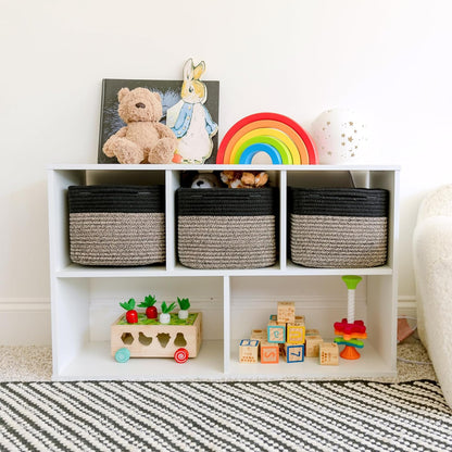 NaturalCozy Storage Cubes 9”x9”x7”Cotton Rope Woven Baskets for Organizing 3-Pack | 9 Inch Cube Storage Bin | Small Basket for Shelf Nursery, Pantry, Decorative Plant, Bathroom Closet, Toy Gift