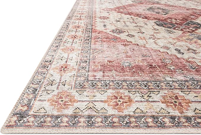 Loloi Skye Collection SKY-02 Ivory/Berry 8'-0" x 8'-0" Round Area Rug