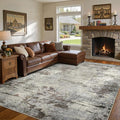 Area Rug Living Room Rugs - 10x12 Washable Large Soft Indoor Neutral Modern Abstract Low Pile Rug Carpet for Bedroom Dining Room Farmhouse Home Office - Brown Rust