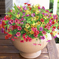 HyeFlora Artificial Faux Outdoor Flowers Plants for Summer Outside Decoration, 14 Bundles Fake Silk Colorful Daisy Ferns UV Resistant Realistic for Front Door Porch Planter Patio Yard