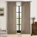 Pleated Linen Curtains 96 Inches Long for Living Room 2 Panel Set Semi Sheer Light Filtering Pinch Pleat with Rings Hooks Drapes Boho Farmhouse Rustic Light Brown Tan Latte Curtain Bedroom Window