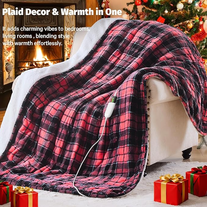 Pink Heated Weighted Blanket for Adults 20Lbs Queen Size - 60"x80", 2-in-1 Electric Heating Pad Lap Heavy Blanket for 190-210lbs for Couch, 10 Level 1-8H Auto Off, Birthday Gifts for Women Mom Girls
