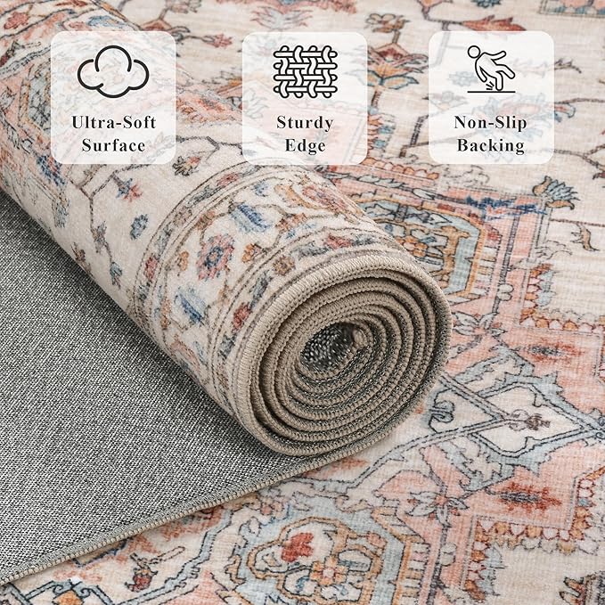 Area Rug 2x3 Entryway Rug Soft Washable Doormat Non Slip Low Pile Lightweight Carpets Indoor Faux Wool Small Rug for Entrance, Kitchen, Bedroom, Living Room