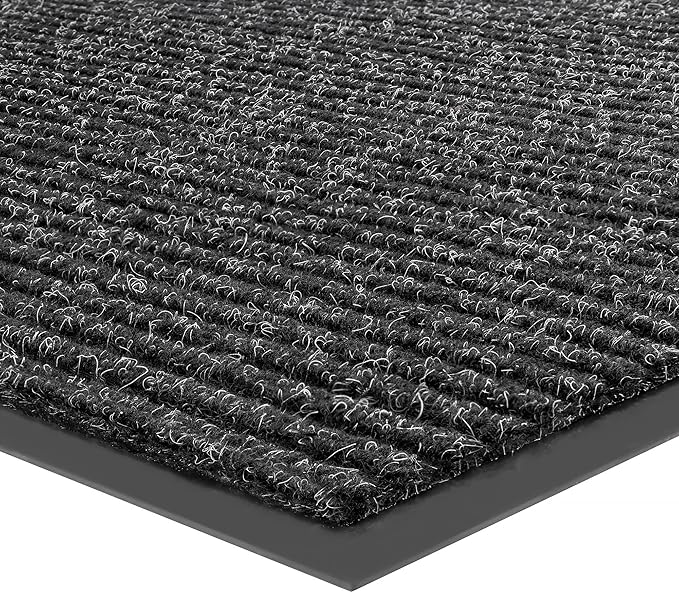 Front Door Mat, Heavy Duty Indoor Outdoor Doormat for Entryway, 60" x 48" Low Profile Outdoor Mats for Home Entrance, Stain and Fade Resistant Welcome Mat for High Traffic Area, Black
