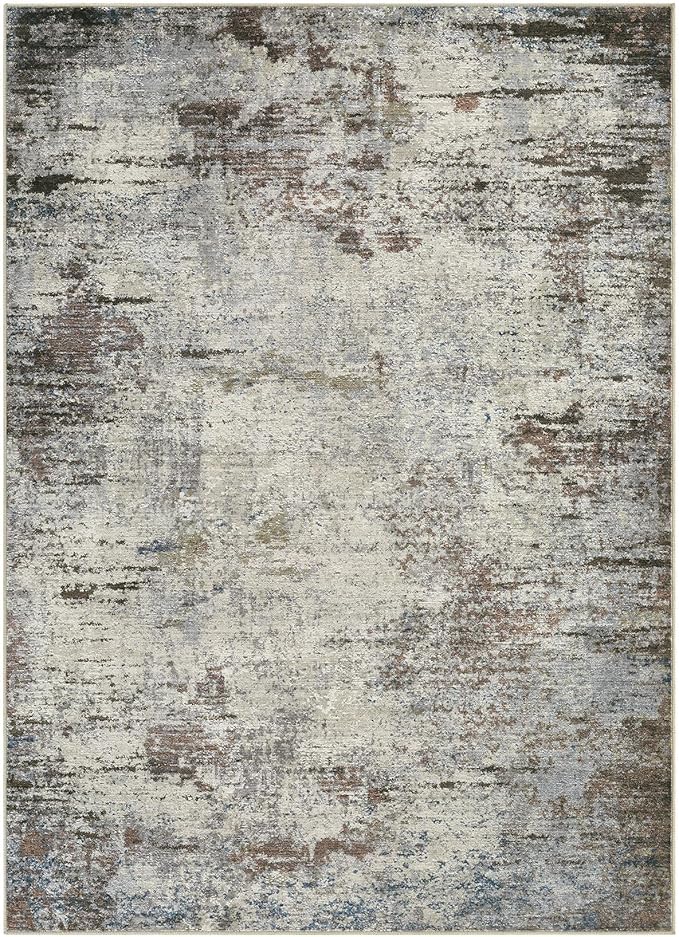 Area Rug Living Room Rugs - 5x7 Washable Large Soft Indoor Neutral Modern Abstract Low Pile Rug Carpet for Bedroom Dining Room Farmhouse Home Office - Brown Rust