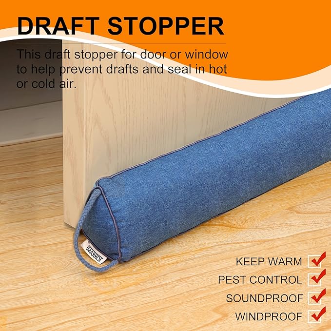 TORRAMI 32" Door Draft Stopper Under Bottom Insulation Noise Air Stopper 2.0LB,Draft Guard Seal for Doors and Windows - Blue Triangle