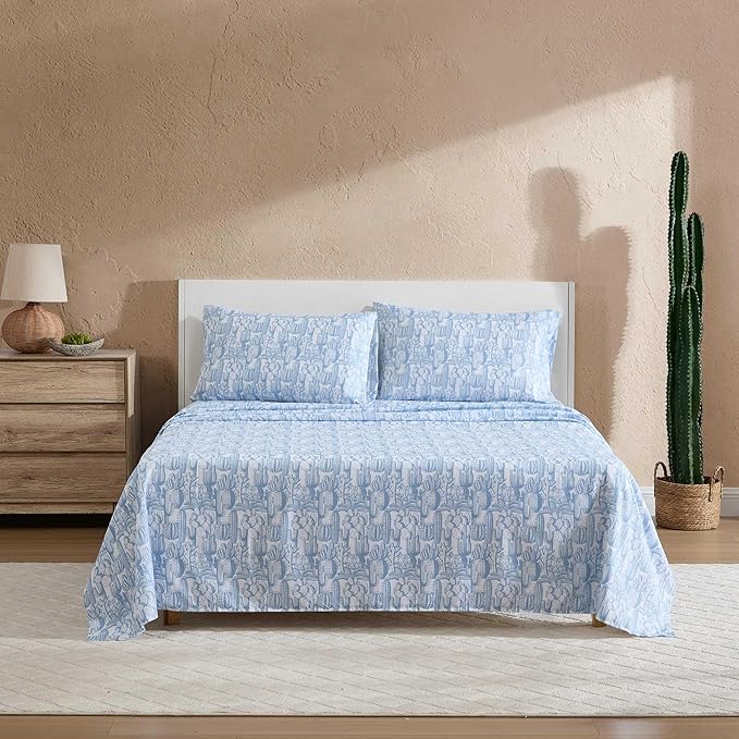 Wrangler - Full Bed Sheets, Ultra-Soft & Lightweight Bedding with Matching Pillowcases, Lightweight Bed Set for All Season Comfort, Oeko-Tex Certified (Cactus Toile Blue)