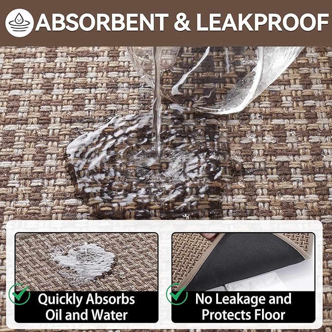 Door Mat 31x47, Dirt Resistant and Absorbent, Non-Slip Rubber Backing Floor Mats, Easy Clean Low-Profile Doormat for Entryway, Front Door, Inside Entrance Brown