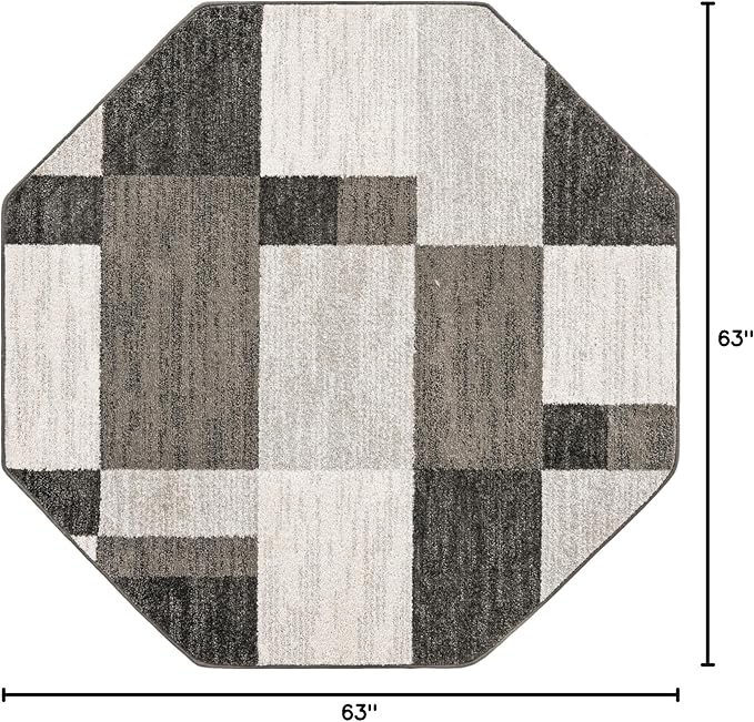 Unique Loom Autumn Collection Area Rug - Providence (5' 3" Octagon, Gray/ Ivory)