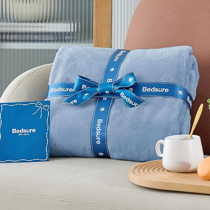 Bedsure Fleece Throw Blanket for Couch Light Blue - Lightweight Plush Fuzzy Cozy Soft Blankets and Throws for Sofa, 50x70 inches