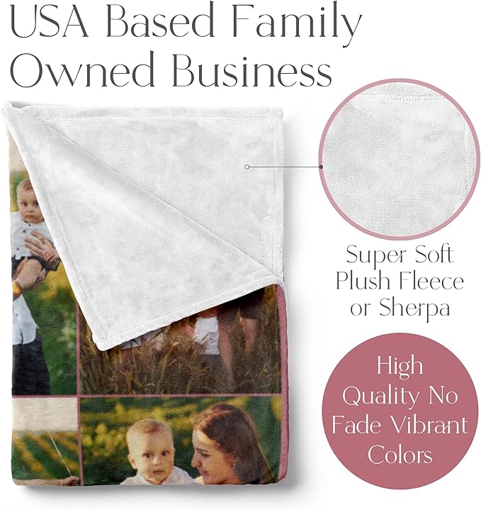 Ships Next Day, Custom Blanket with Picture - Printed in USA, Personalized Photo Blanket (Fleece – 60x80)