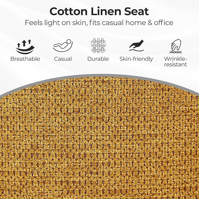 Zouron Mid Century Modern Accent Chair with Wooden Legs, Upholstered Swivel Chair No Wheels, Side Accent Armchair Vanity Chair for Small Space Home Office Living Room Bedroom, Yellow