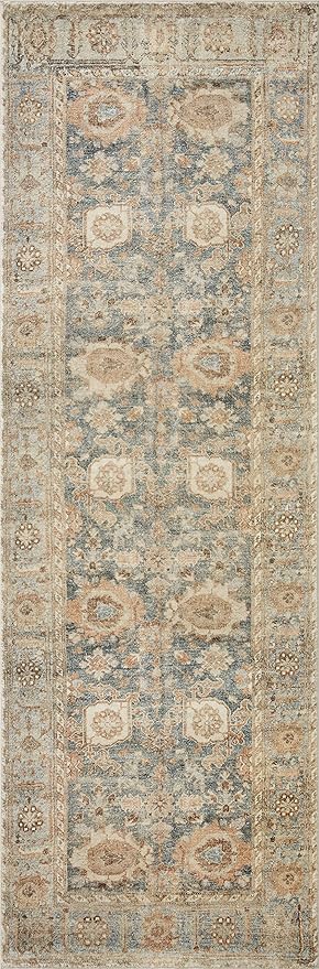 Loloi Margot Collection MAT-03 Ocean/Spice 2'-6" x 7'-6" Runner Rug feat. CloudPile, No-Shed Easy Clean Large Patterned Area Rug for Living Room, Bedroom, Dining Area
