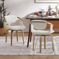 Art Leon Swivel Dining Chairs, Set of 2, Mid Century Modern Boucle Fabric Kitchen Dining Room Chair with Arms, Desk Chairs No Wheels, White