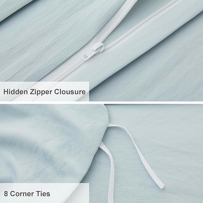 Oli Anderson Cornflower Blue Duvet Cover King Size - Pleated King Duvet Cover, 3PCS Soft and Breathable Textured Bedding Set with Zipper Closure(Cornflower Blue,104"x90")