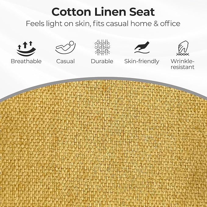 Zouron Mid Century Modern Swivel Accent Chair, Vanity Chair with Wooden Legs, Upholstered Arm Chair No Wheels, Accent Side Chair for Small Space Home Office Living Room Bedroom, Citrine