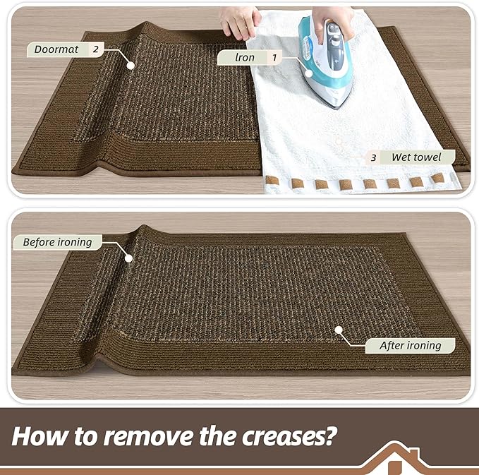 BEQHAUSE Indoor Door Mat 24" x 60", Dirt Trapper Door Mats Non-Slip Entryway Rugs Washable, Resist Dirt Absorbent Welcome Mat, Low Profile Floor Mats for Front Back Door and Entryway, Brown