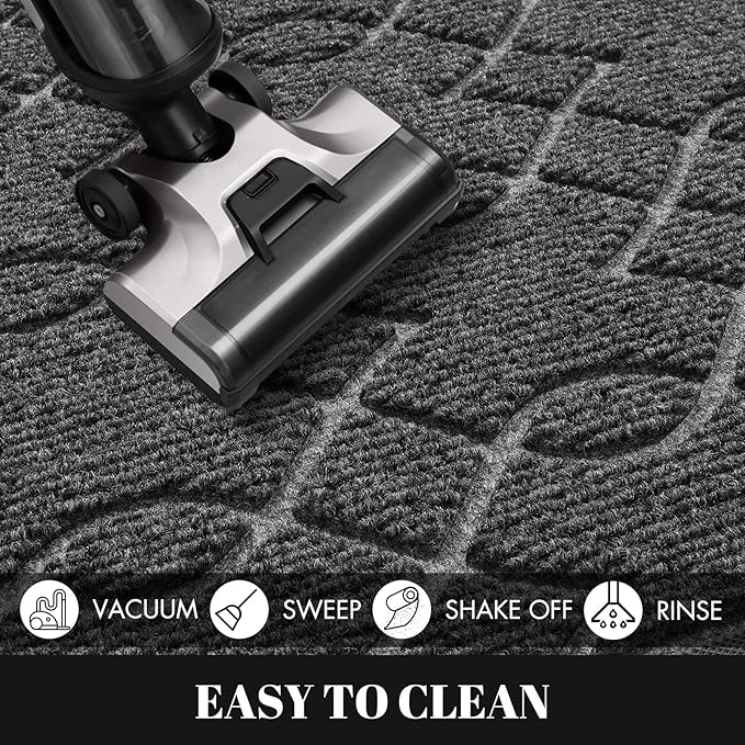 Yimobra Large Door Mat 36x24, All-Season Waterproof Doormat Outdoor Entrance, Heavy Duty Non-Slip Outside Door Mat for Garage Patio Proch Entryway Indoor, Easy Clean, Black Gray