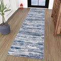 2x8 Modern Abstract Runner Rug for Hallways, Navy Blue Gray Neutral Multi Super Soft Hallway Decor Kitchen Rugs with Non-Slip, Non-Shedding Washable Rug for Entryway Bedroom Indoor
