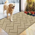hicorfe Front Door Mat Outside Entrance,24"x35" Absorbent Muddy Dirt Resist Welcome Door Mats Outdoor Indoor,Stain and Fade Resistant,Non Slip Backing Entry Mat Doormat for Entryway (Beige)