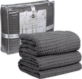 HILLFAIR 100% Cotton Blanket- 120"x120" XXL Oversized King Bed Blankets- Family Size 10 ft x 10 ft Big- Waffle Blankets- All Season Soft Breathable- Extra Large King Cotton Blanket for Bed- Grey