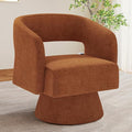 Swivel Accent Chair, Modern Comfy Chenille Barrel Chairs, Oversized Upholstered Round Arm Chair for Living Room, Bedroom, Reading Room, Caramel, 1 PCS