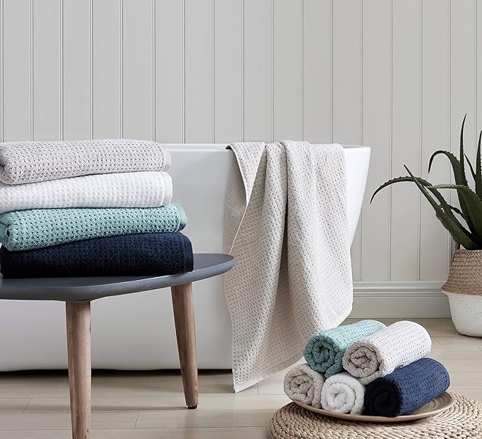 Tommy Bahama - Bath Towels, Highly Absorbent Cotton Bathroom Decor, Low Linting & Fade Resistant, Oeko-Tex Certified (Northern Pacific White, 6-Piece)