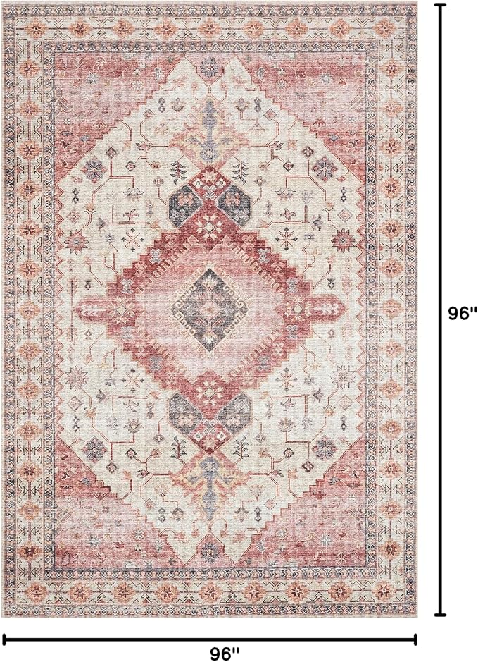 Loloi Skye Collection SKY-02 Ivory/Berry 8'-0" x 8'-0" Round Area Rug
