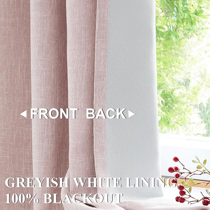 Vision Home Pink Full Blackout Curtains 63 inch for Girls Bedroom Thermal Insulated Room Darkening Window Treatment Set Rod Pocket Back Tab Modern Soundproof Pink Drapes 2 Panels 50" Wx63 L
