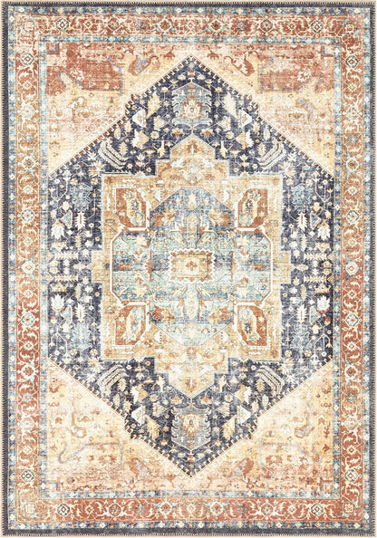 Keen Home Design 10x14 Rug - Machine Washable Area Rug with Non-Slip Backing, Ideal for Living Room, Dining Room, Bedroom - Vintage, Easy Clean, Durable, Low Pile Rug - (9'7" x 14')