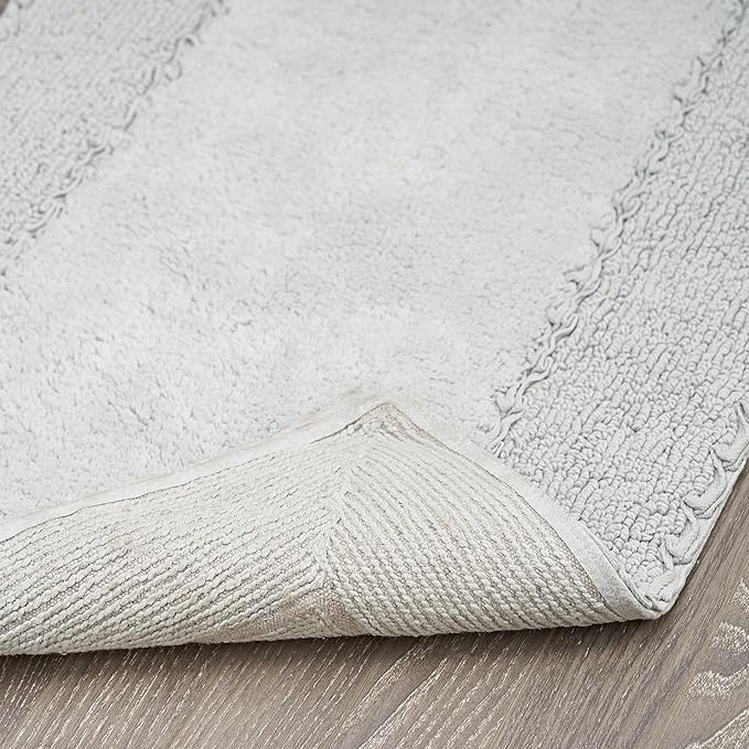 Laura Ashley Ruffle Border 100% Cotton Bath Rug, Light Grey, 20"x 34"