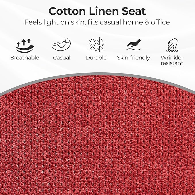 Zouron Mid Century Modern Accent Chair with Wooden Legs, Upholstered Swivel Chair No Wheels, Side Accent Armchair Vanity Chair for Small Space Home Office Living Room Bedroom, Red